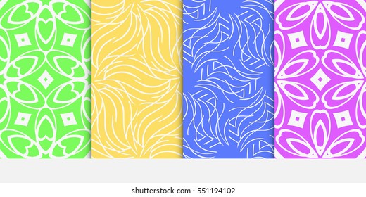 set of modern floral pattern of geometric ornament. Seamless vector illustration. for interior design, printing, wallpaper.