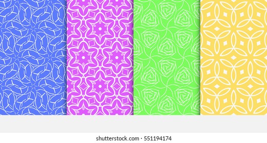 set of modern floral pattern of geometric ornament. Seamless vector illustration. for interior design, printing, wallpaper.
