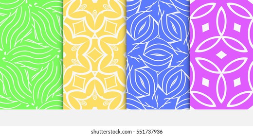 set of modern floral pattern of geometric ornament. Seamless vector illustration. for interior design, printing, wallpaper.