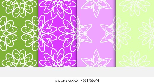 set of modern floral pattern of geometric ornament. Seamless vector illustration. for interior design, printing, wallpaper, fabric, textile. spring color