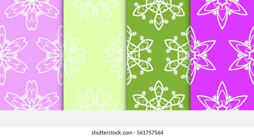 set of modern floral pattern of geometric ornament. Seamless vector illustration. for interior design, printing, wallpaper, fabric, textile. spring color