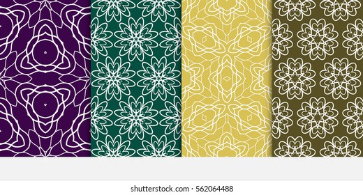 set of modern floral pattern of geometric ornament. Seamless vector illustration. for interior design, printing, wallpaper.