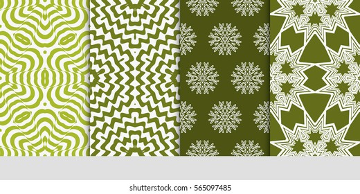 set of modern floral pattern of geometric ornament. Seamless vector illustration. for interior design, printing, wallpaper.