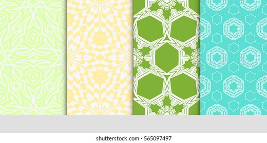 set of modern floral pattern of geometric ornament. Seamless vector illustration. for interior design, printing, wallpaper.
