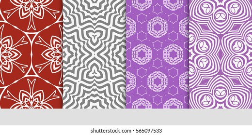 set of modern floral pattern of geometric ornament. Seamless vector illustration. for interior design, printing, wallpaper.