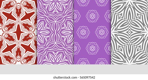 set of modern floral pattern of geometric ornament. Seamless vector illustration. for interior design, printing, wallpaper.