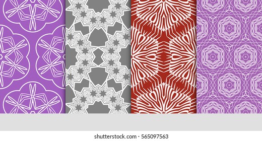 set of modern floral pattern of geometric ornament. Seamless vector illustration. for interior design, printing, wallpaper.