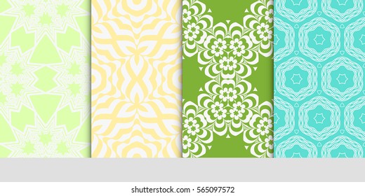 set of modern floral pattern of geometric ornament. Seamless vector illustration. for interior design, printing, wallpaper.