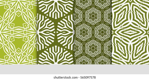 set of modern floral pattern of geometric ornament. Seamless vector illustration. for interior design, printing, wallpaper.