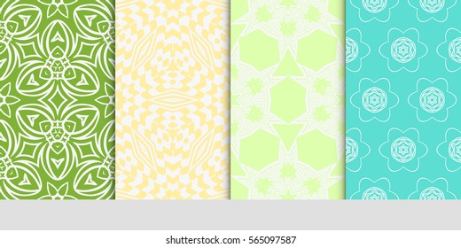 set of modern floral pattern of geometric ornament. Seamless vector illustration. for interior design, printing, wallpaper.