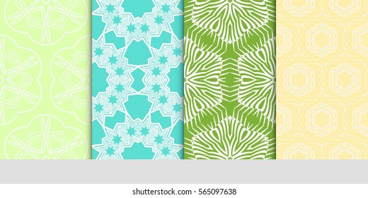 set of modern floral pattern of geometric ornament. Seamless vector illustration. for interior design, printing, wallpaper.