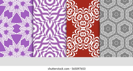 set of modern floral pattern of geometric ornament. Seamless vector illustration. for interior design, printing, wallpaper.