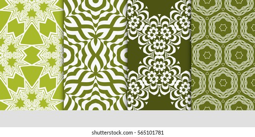 set of modern floral pattern of geometric ornament. Seamless vector illustration. for interior design, printing, wallpaper.