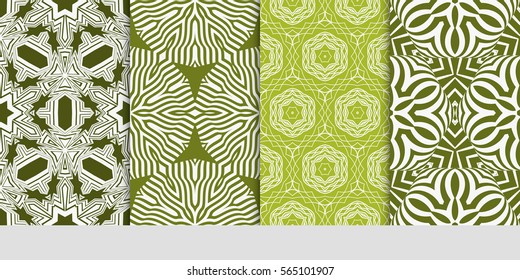set of modern floral pattern of geometric ornament. Seamless vector illustration. for interior design, printing, wallpaper.