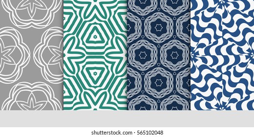 set of modern floral pattern of geometric ornament. Seamless vector illustration. for interior design, printing, wallpaper.