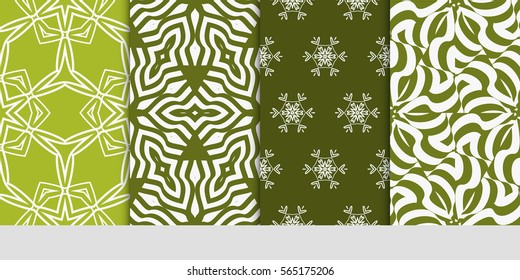 set of modern floral pattern of geometric ornament. Seamless vector illustration. for interior design, printing, wallpaper.