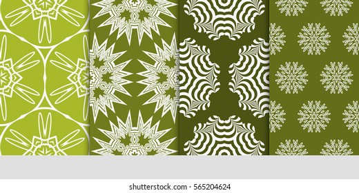 set of modern floral pattern of geometric ornament. Seamless vector illustration. for interior design, printing, wallpaper.