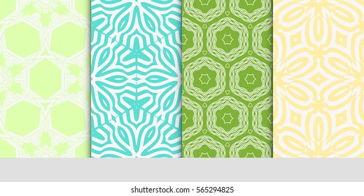 set of modern floral pattern of geometric ornament. Seamless vector illustration. for interior design, printing, wallpaper.