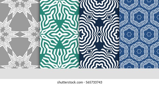 set of modern floral pattern of geometric ornament. Seamless vector illustration. for interior design, printing, wallpaper.