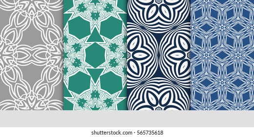 set of modern floral pattern of geometric ornament. Seamless vector illustration. for interior design, printing, wallpaper.