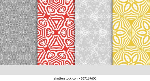 set of modern floral pattern of geometric ornament. Seamless vector illustration. for interior design, printing, wallpaper.