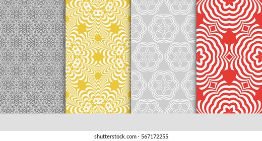 set of modern floral pattern of geometric ornament. Seamless vector illustration. for interior design, printing, wallpaper.