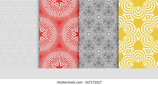 set of modern floral pattern of geometric ornament. Seamless vector illustration. for interior design, printing, wallpaper.