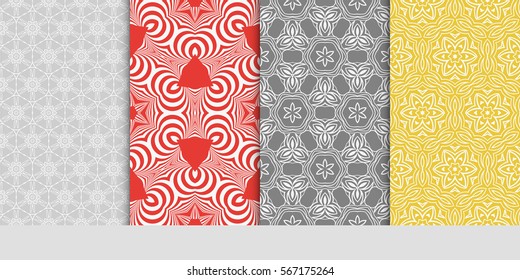 set of modern floral pattern of geometric ornament. Seamless vector illustration. for interior design, printing, wallpaper.