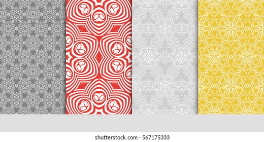 set of modern floral pattern of geometric ornament. Seamless vector illustration. for interior design, printing, wallpaper.