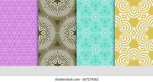 set of modern floral pattern of geometric ornament. Seamless vector illustration. for interior design, printing, wallpaper.