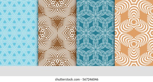 set of modern floral pattern of geometric ornament. Seamless vector illustration. for interior design, printing, wallpaper.