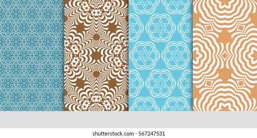 set of modern floral pattern of geometric ornament. Seamless vector illustration. for interior design, printing, wallpaper.