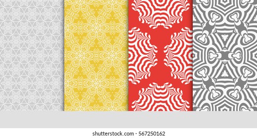 set of modern floral pattern of geometric ornament. Seamless vector illustration. for interior design, printing, wallpaper.
