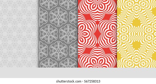 set of modern floral pattern of geometric ornament. Seamless vector illustration. for interior design, printing, wallpaper.