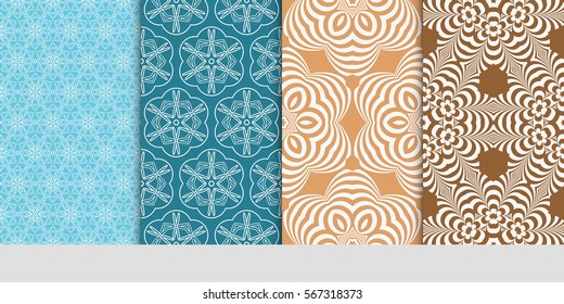 set of modern floral pattern of geometric ornament. Seamless vector illustration. for interior design, printing, wallpaper.