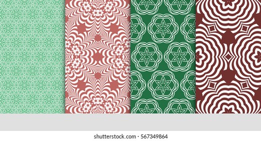 set of modern floral pattern of geometric ornament. Seamless vector illustration. for interior design, printing, wallpaper.