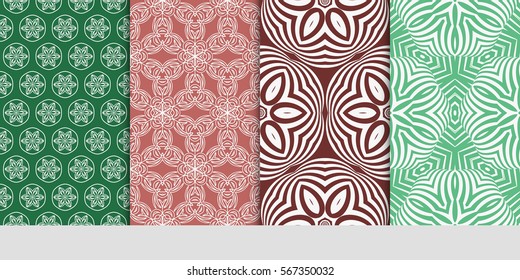 set of modern floral pattern of geometric ornament. Seamless vector illustration. for interior design, printing, wallpaper.