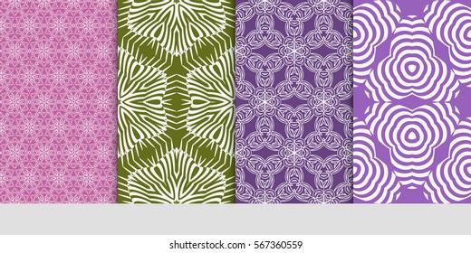 set of modern floral pattern of geometric ornament. Seamless vector illustration. for interior design, printing, wallpaper.