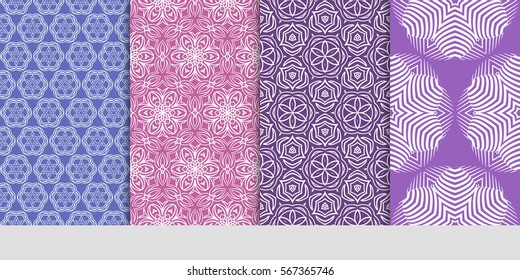 set of modern floral pattern of geometric ornament. Seamless vector illustration. for interior design, printing, wallpaper.