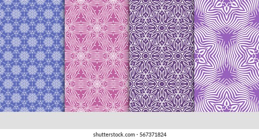 set of modern floral pattern of geometric ornament. Seamless vector illustration. for interior design, printing, wallpaper.