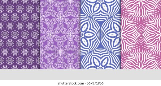 set of modern floral pattern of geometric ornament. Seamless vector illustration. for interior design, printing, wallpaper.
