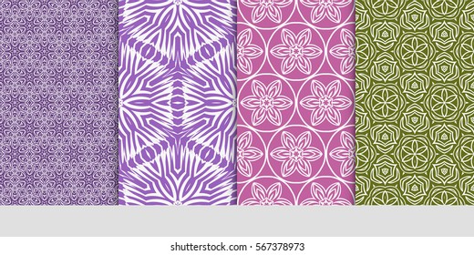 set of modern floral pattern of geometric ornament. Seamless vector illustration. for interior design, printing, wallpaper.