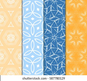 set of modern floral pattern of geometric ornament. Seamless vector illustration. for interior design, printing, wallpaper, decor, fabric, invitation.