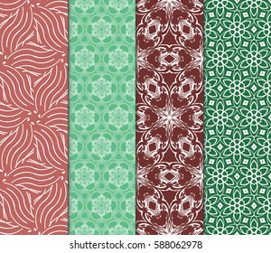 set of modern floral pattern of geometric ornament. Seamless vector illustration. for interior design, printing, wallpaper, decor, fabric, invitation.