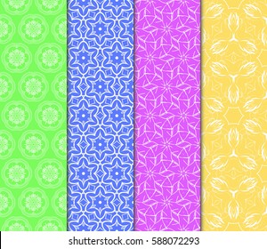 set of modern floral pattern of geometric ornament. Seamless vector illustration. for interior design, printing, wallpaper, decor, fabric, invitation.