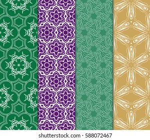 set of modern floral pattern of geometric ornament. Seamless vector illustration. for interior design, printing, wallpaper, decor, fabric, invitation.