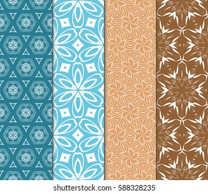 set of modern floral pattern of geometric ornament. Seamless vector illustration. for interior design, printing, wallpaper, decor, fabric, invitation.