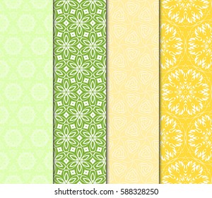 set of modern floral pattern of geometric ornament. Seamless vector illustration. for interior design, printing, wallpaper, decor, fabric, invitation.