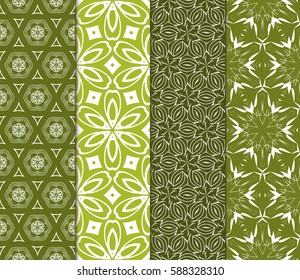 set of modern floral pattern of geometric ornament. Seamless vector illustration. for interior design, printing, wallpaper, decor, fabric, invitation.
