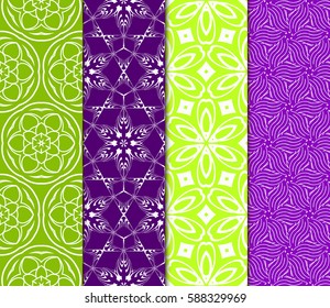 set of modern floral pattern of geometric ornament. Seamless vector illustration. for interior design, printing, wallpaper, decor, fabric, invitation.